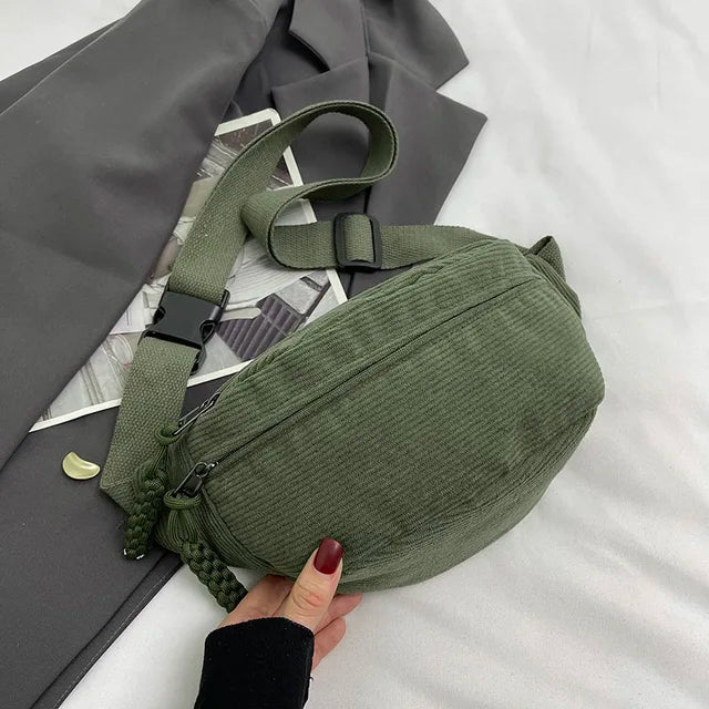 Sac bandoulière femme en velours côtelé léger - Image 10