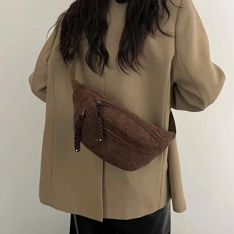 Sac bandoulière femme en velours côtelé léger - Image 2