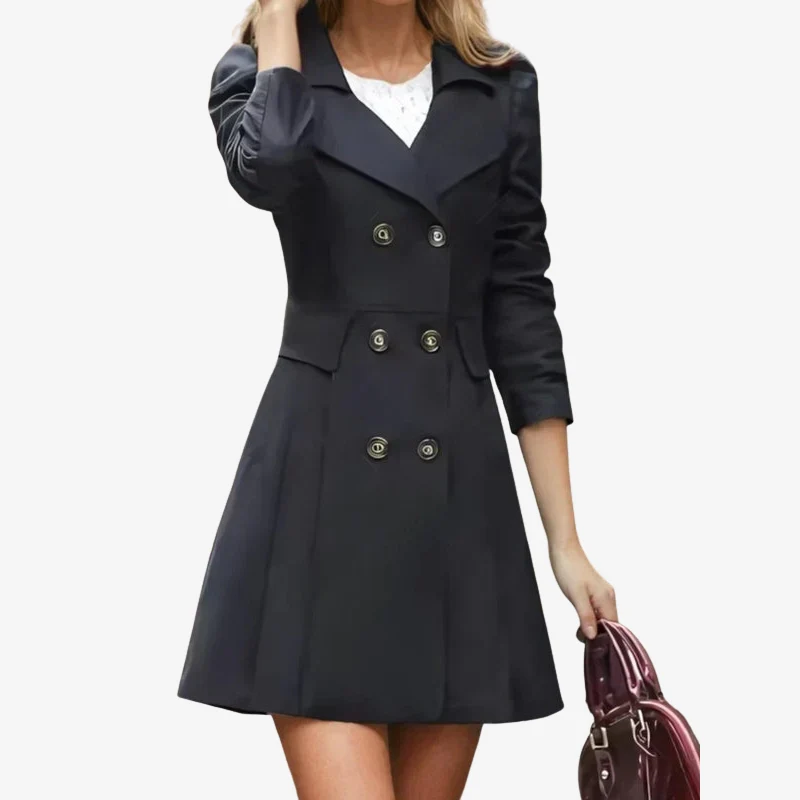 Trench-coat femme col à revers double boutonnage