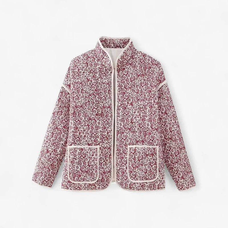 Veste femme manches longues imprimé floral avec poches avant