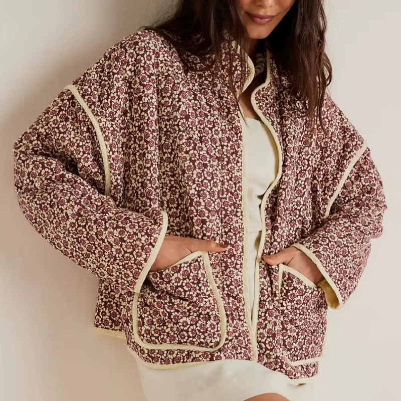 Veste femme manches longues imprimé floral avec poches avant - Image 4