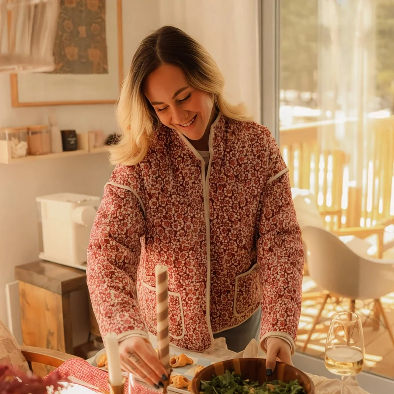 Veste femme manches longues imprimé floral avec poches avant - Image 6
