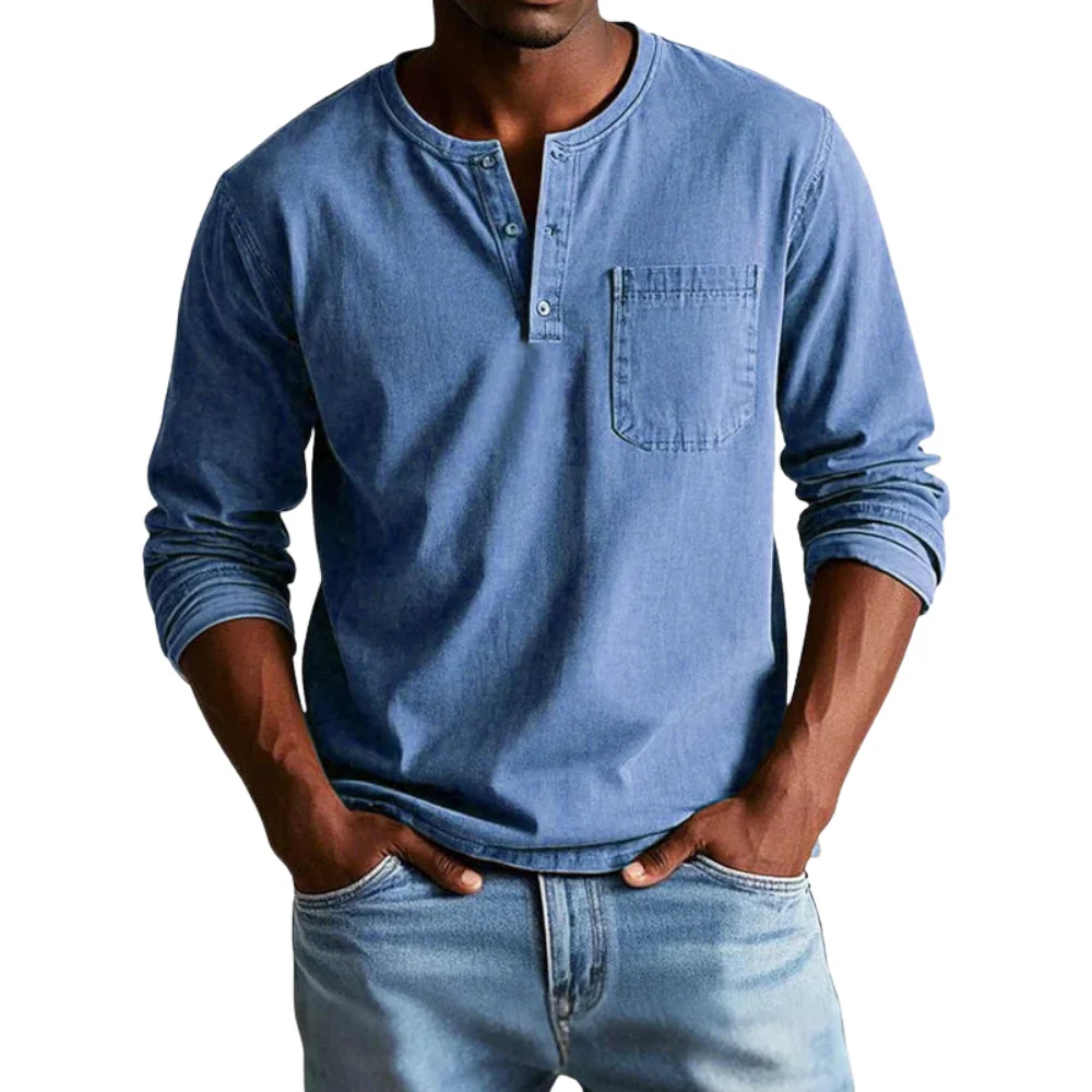 Chemise homme à col rond en coton-polyester