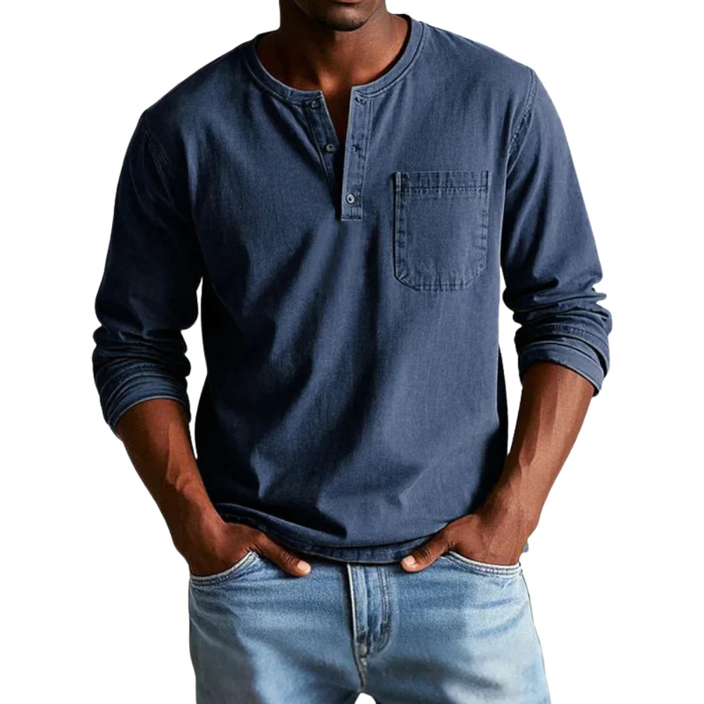 Chemise homme à col rond en coton-polyester - Image 3