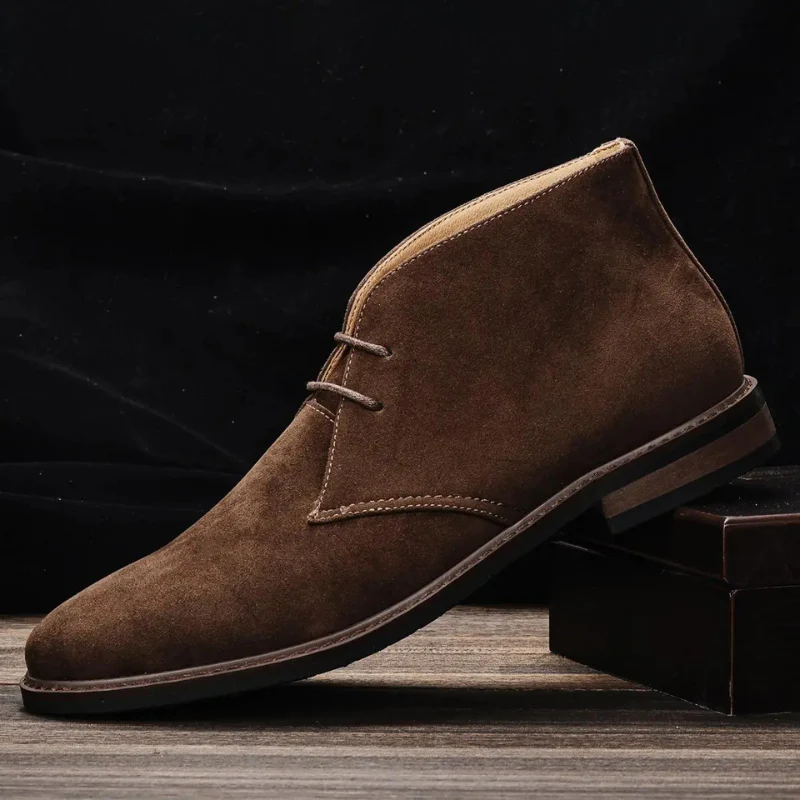 Bottines rétro à lacets en daim synthétique avec bout rond - Image 5