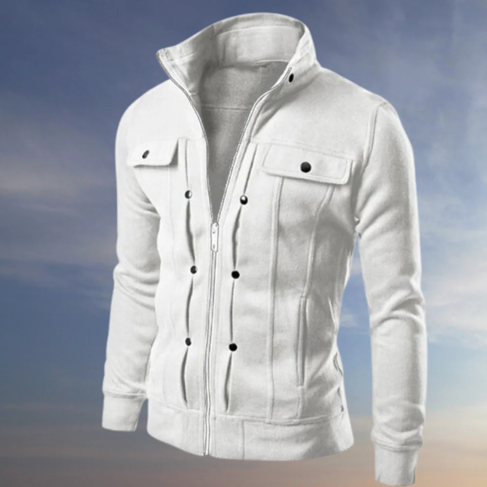 Veste zippée homme col montant manches longues