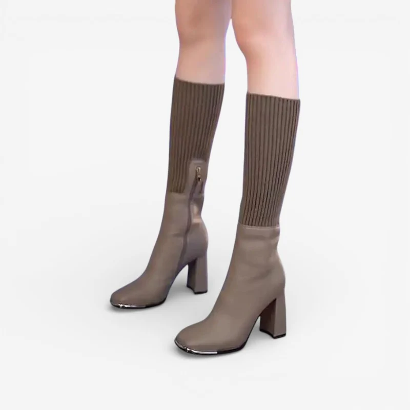Aria – Chaussures Mi-Mollet à Bout avec Talon Carré et Fermeture Zippée - Image 2