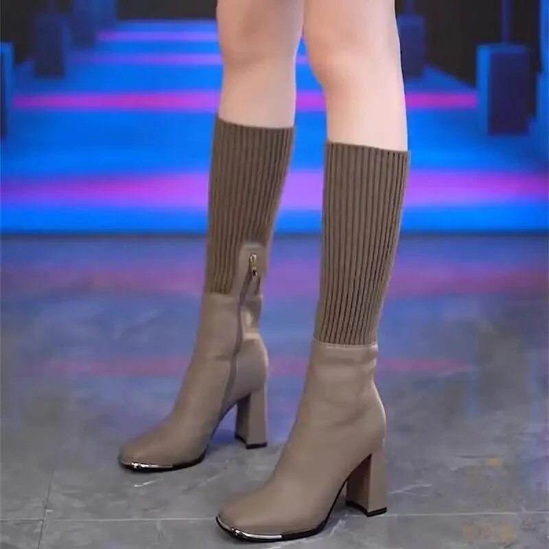 Aria – Chaussures Mi-Mollet à Bout avec Talon Carré et Fermeture Zippée - Image 6
