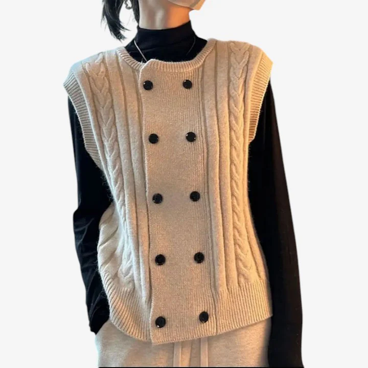 Aria Gilet femme sans manches double boutonnage - Image 2