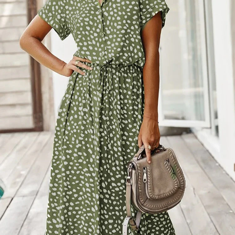 Robe longue femme manches courtes boutonnée devant - Image 5
