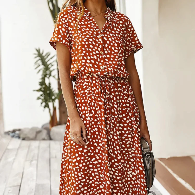 Robe longue femme manches courtes boutonnée devant - Image 6