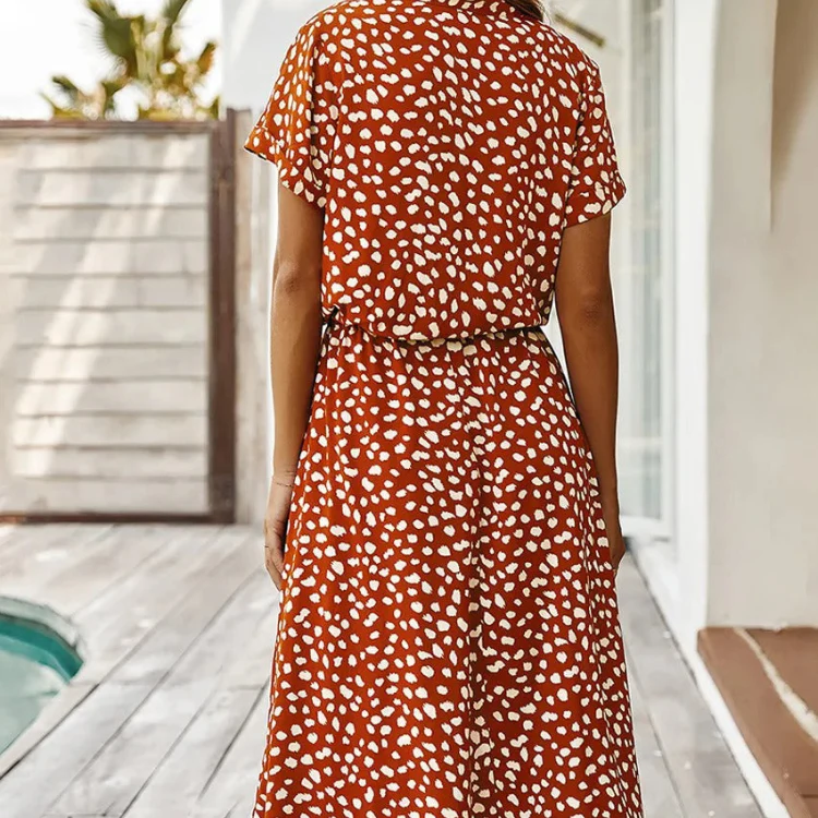 Robe longue femme manches courtes boutonnée devant - Image 9