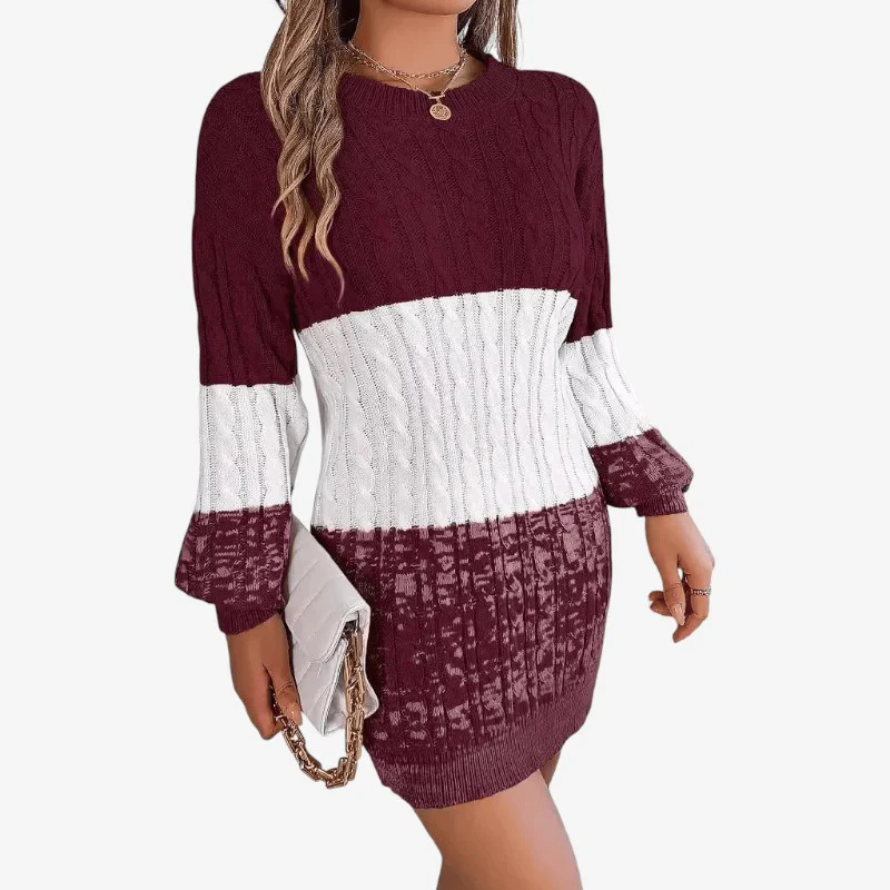 Robe pull manches longues col rond