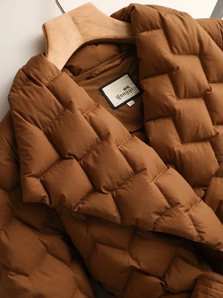 Veste matelassée chic avec ceinture à la taille pour la chaleur hivernale - Image 5