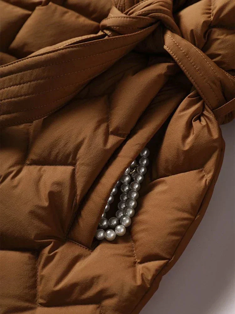 Veste matelassée chic avec ceinture à la taille pour la chaleur hivernale - Image 6