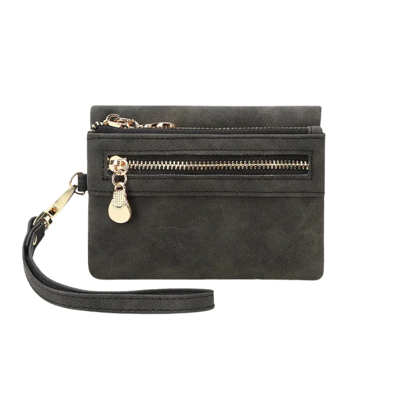 Porte-monnaie zippé avec poignée + poches latérales