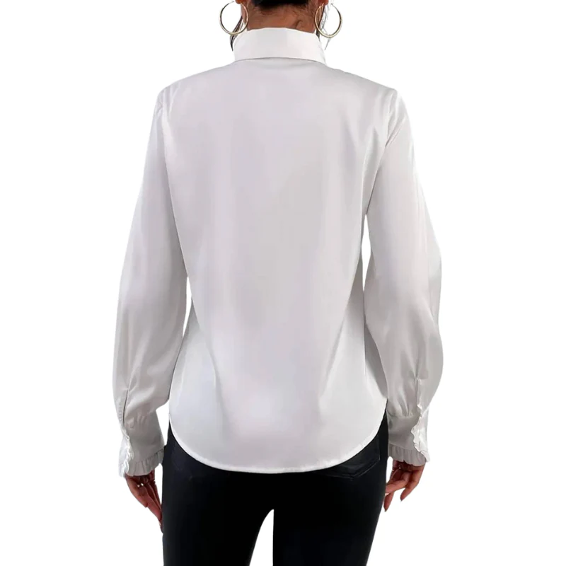 Blouse boutonnée avec col à volants et manches bouffantes - Image 9