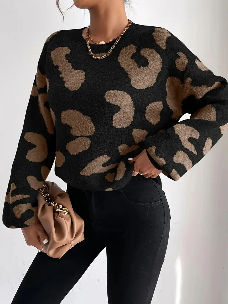 Pull femme motif léopard coupe décontractée - Image 2