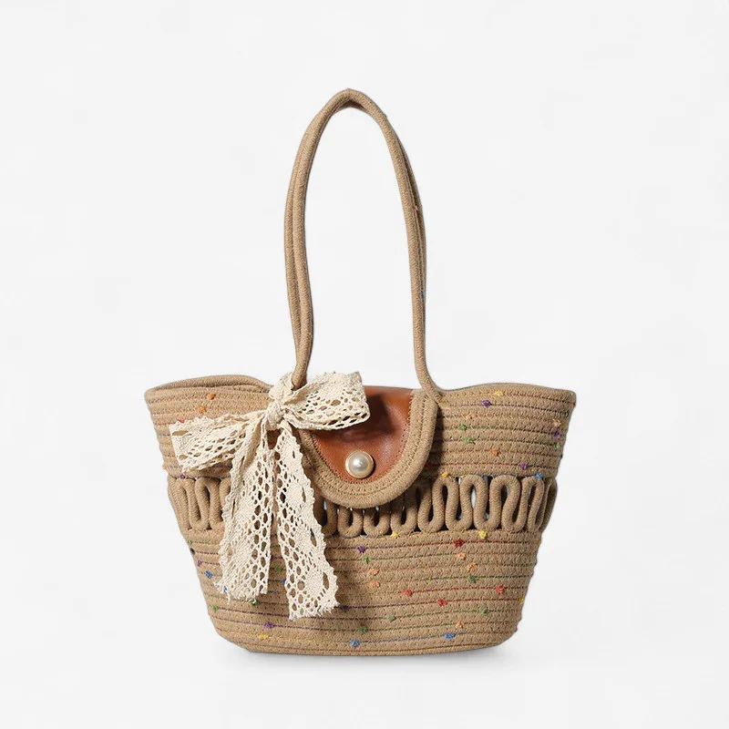 Sac à main grande capacité avec nœud décoratif - Image 2