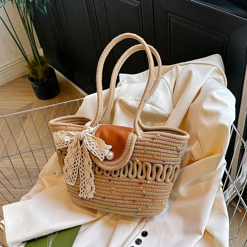 Sac à main grande capacité avec nœud décoratif - Image 4