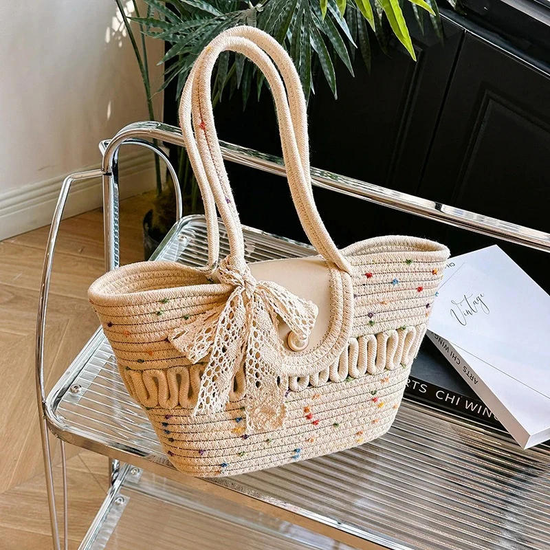 Sac à main grande capacité avec nœud décoratif - Image 5