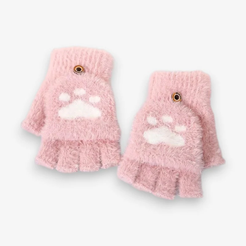 Mitaines femme courtes sans doigts en peluche