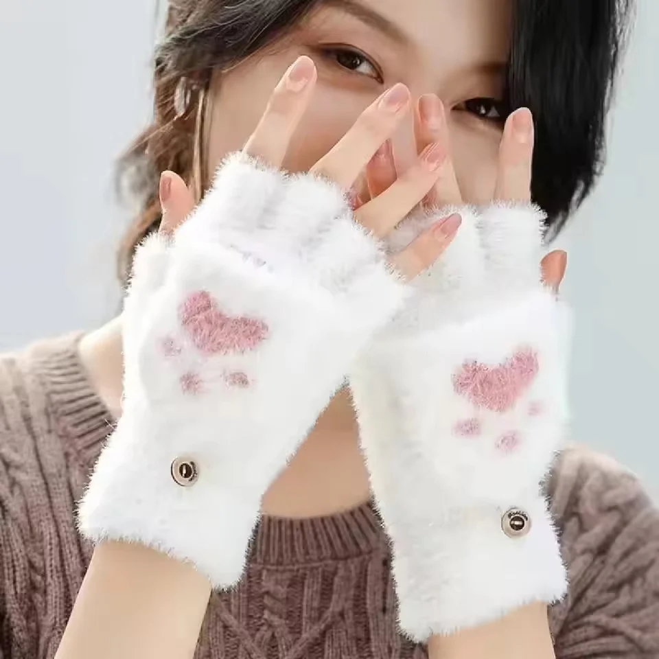 Mitaines femme courtes sans doigts en peluche - Image 10