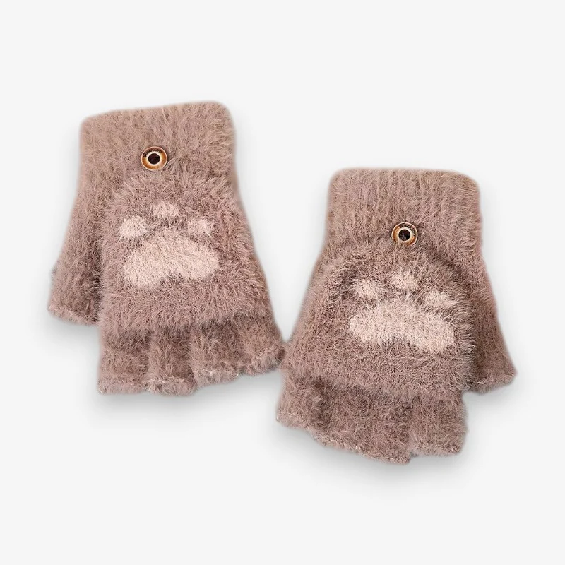 Mitaines femme courtes sans doigts en peluche - Image 4