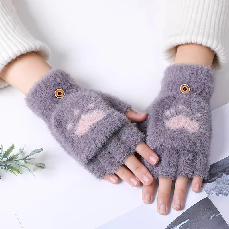 Mitaines femme courtes sans doigts en peluche - Image 7