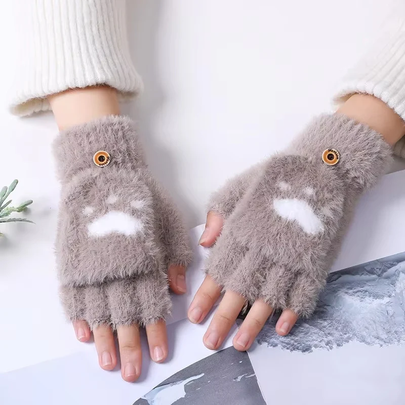 Mitaines femme courtes sans doigts en peluche - Image 8