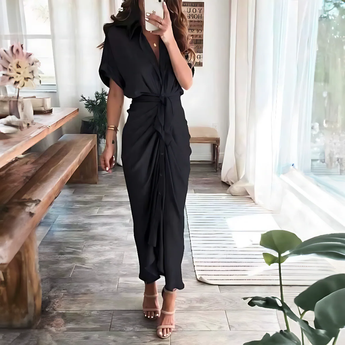 Robe longue Aurora avec boutons devant - Image 3