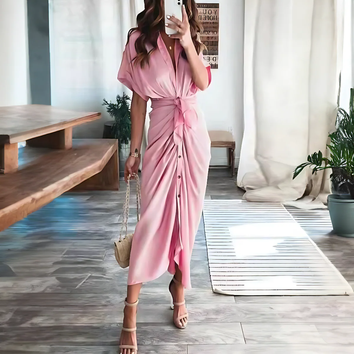 Robe longue Aurora avec boutons devant - Image 5