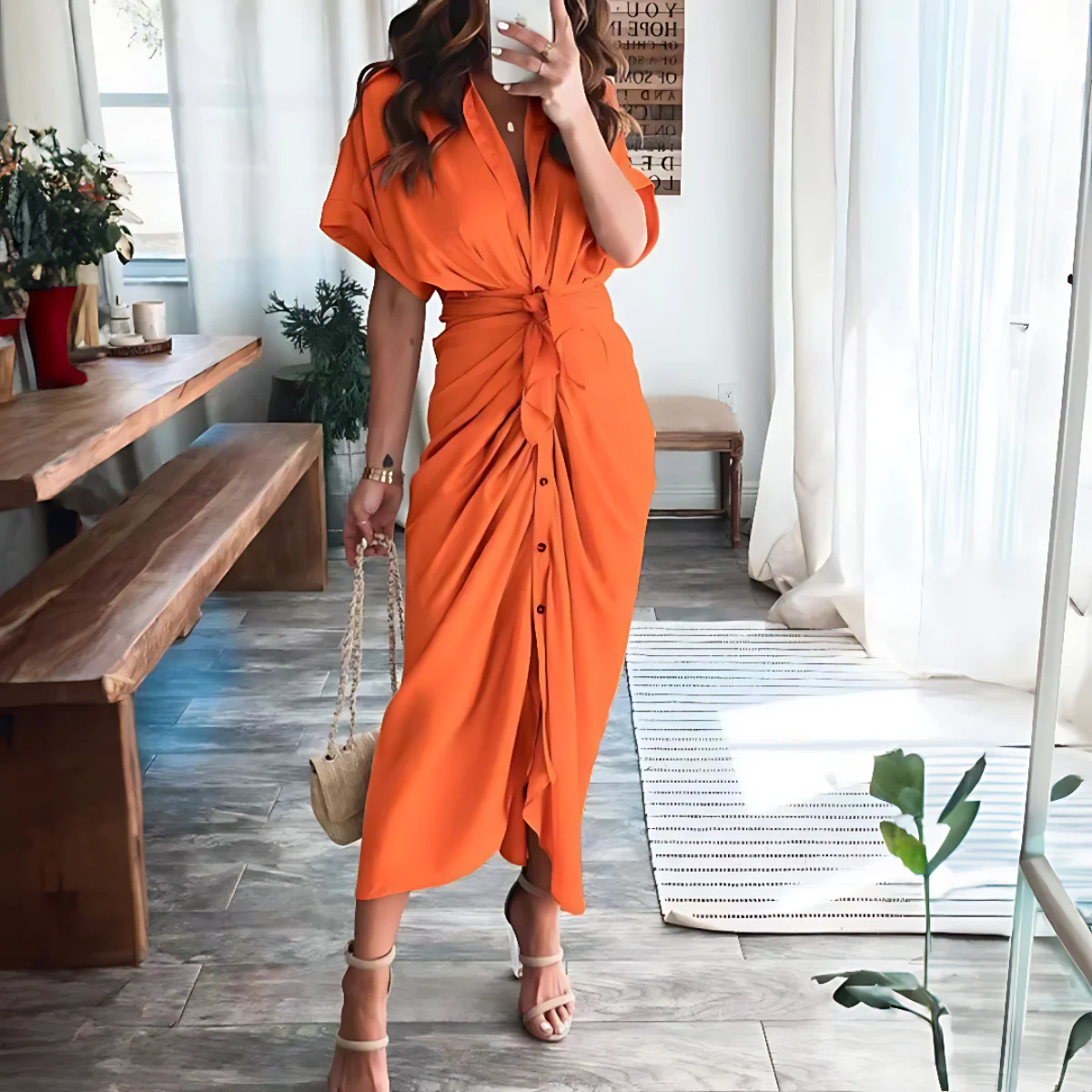 Robe longue Aurora avec boutons devant - Image 6