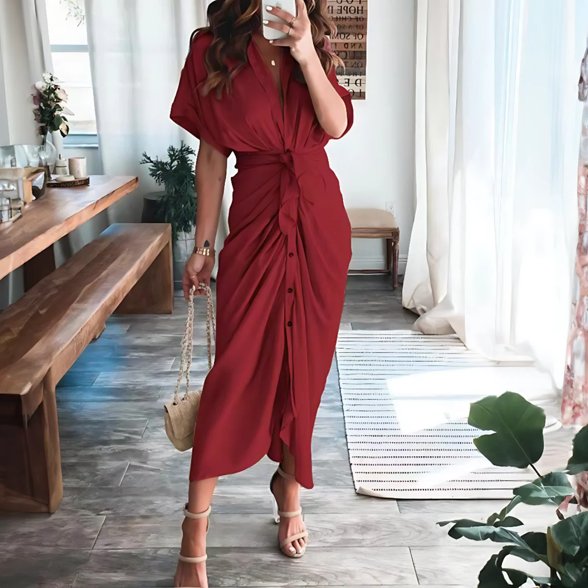 Robe longue Aurora avec boutons devant - Image 7