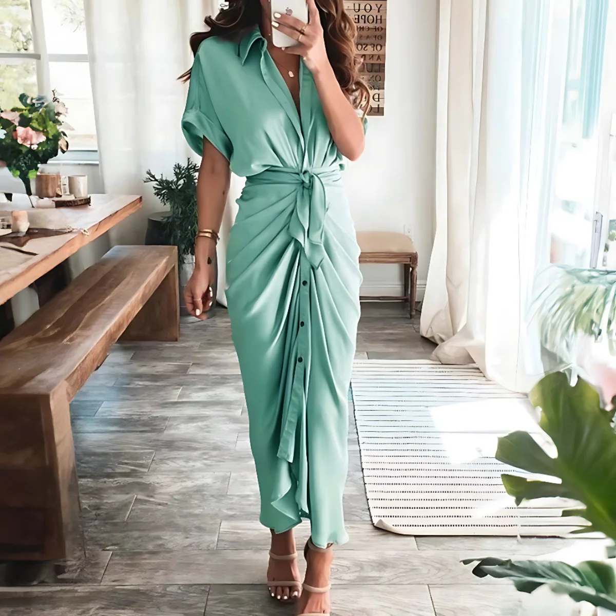 Robe longue Aurora avec boutons devant - Image 8