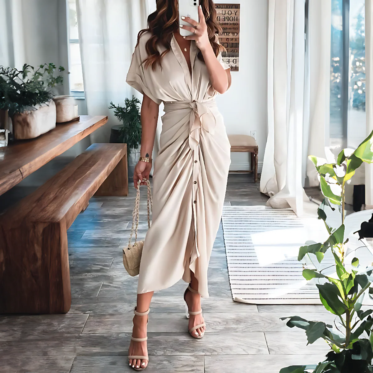 Robe longue Aurora avec boutons devant - Image 9
