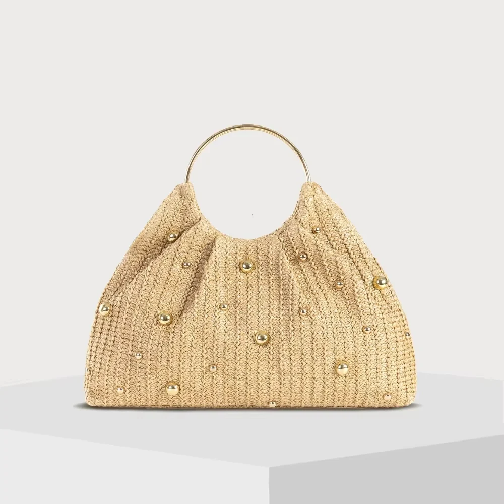 Sac à main femme en paille avec chaîne élégante - Image 2