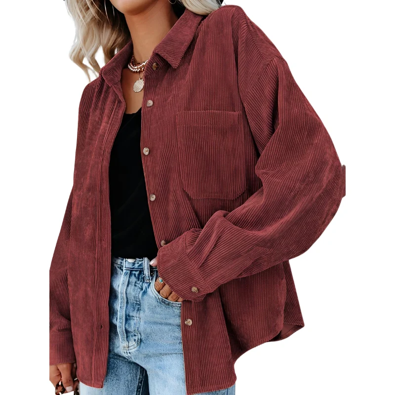 Surchemise oversize femme en velours côtelé - Image 8
