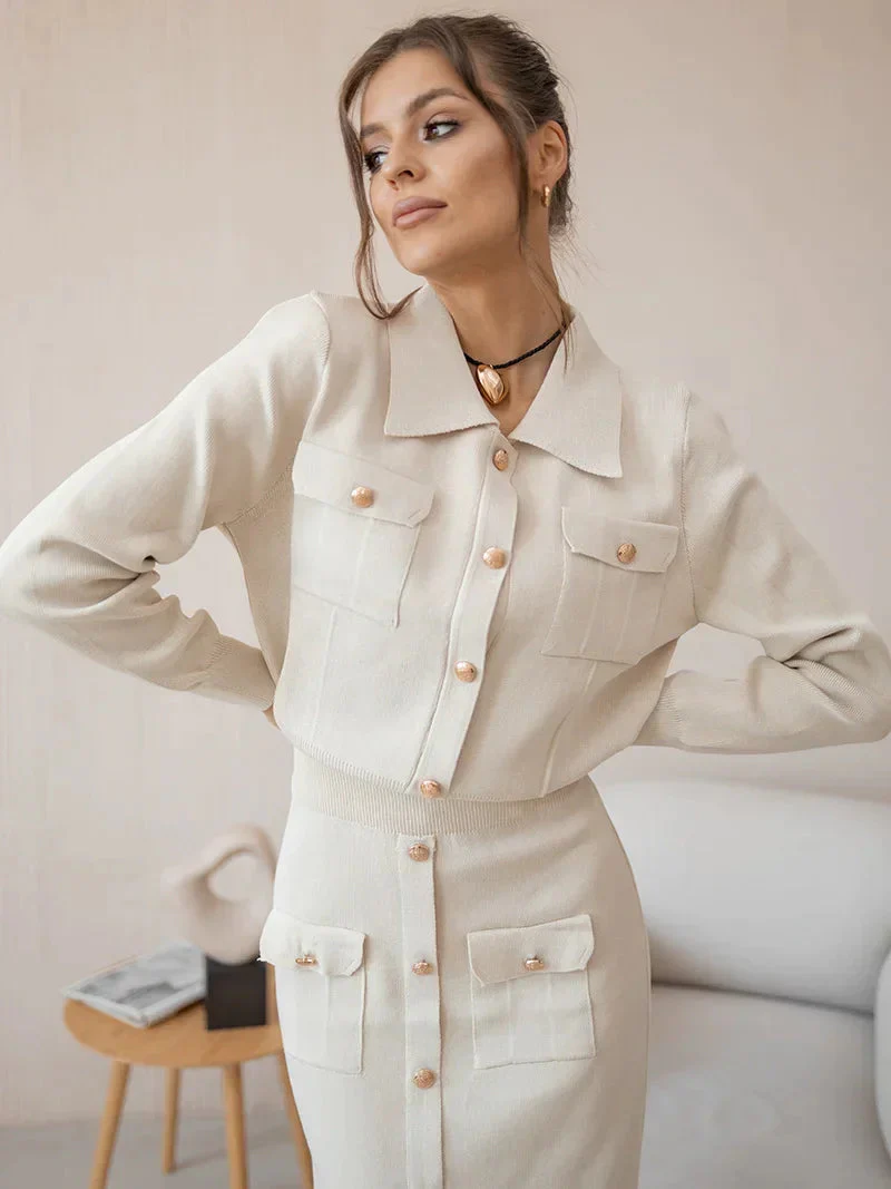 Aurosa - Ensemble blazer et jupe style vintage - Image 3