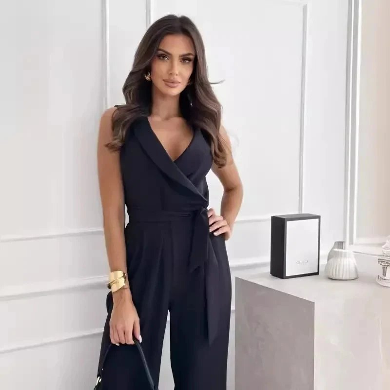 Combinaison femme style portefeuille décolleté V