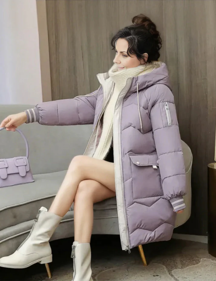 Veste Parka d'hiver mi-longue chic avec capuche - Image 7