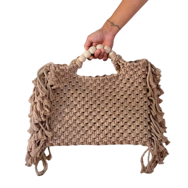 Sac à main grande capacité avec pompon décoratif