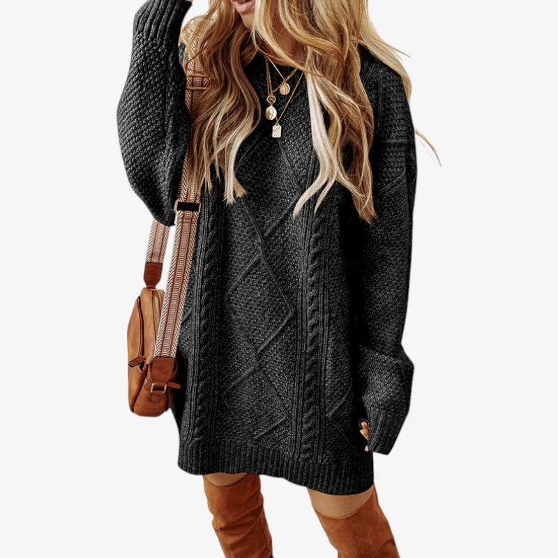 Cardigan femme ample col rond manches longues