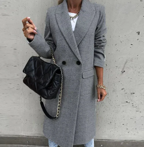 Manteau femme élégant à revers - Image 4