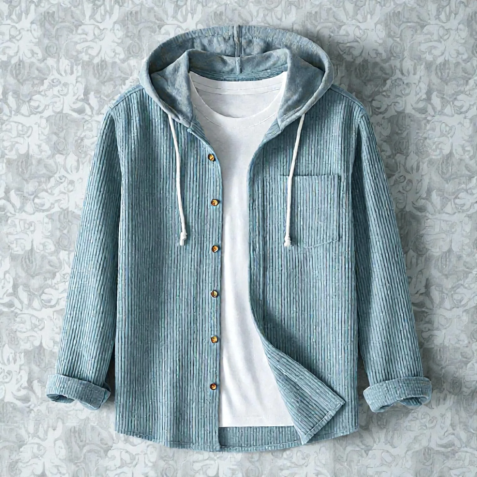 Aven – Chemise à Manches Longues à Capuche avec Boutons et Cordon - Image 7