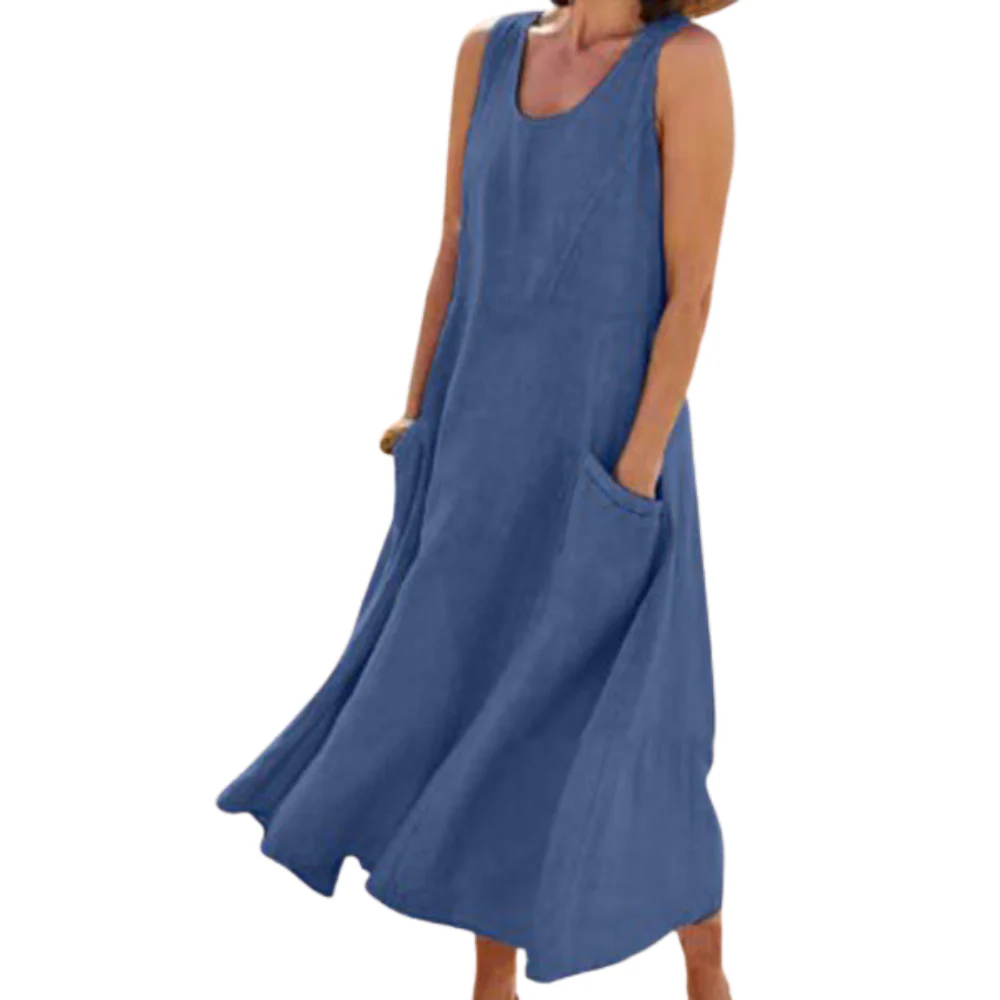 Robe femme sans manches en polyester fluide - Image 7