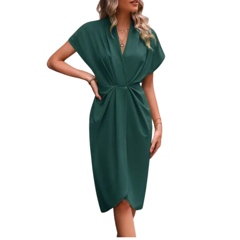 Robe midi portefeuille col en V avec fente latérale - Image 2