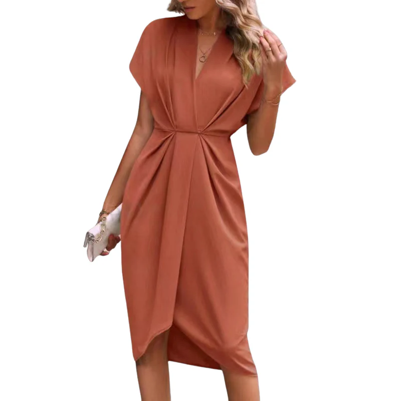 Robe midi portefeuille col en V avec fente latérale - Image 5