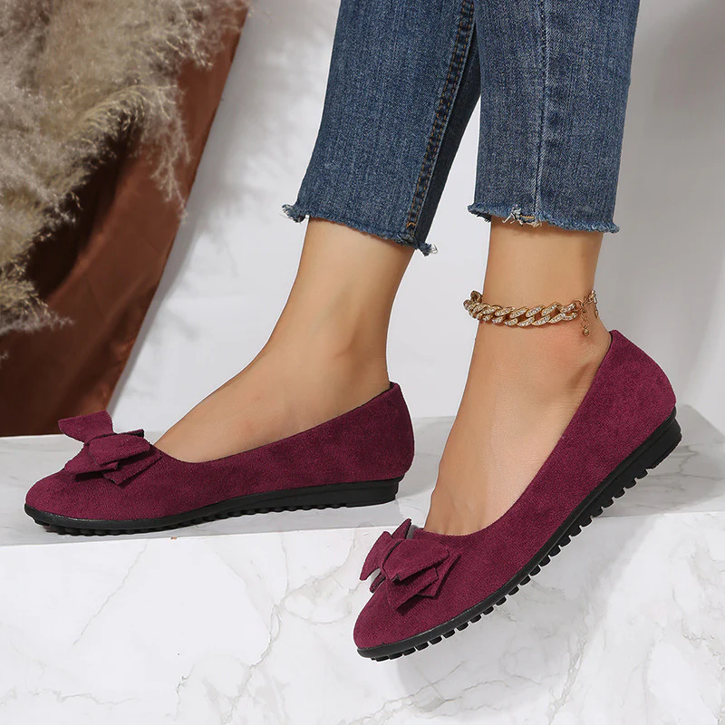 Ballerines femme à enfiler bout rond avec nœud - Image 8