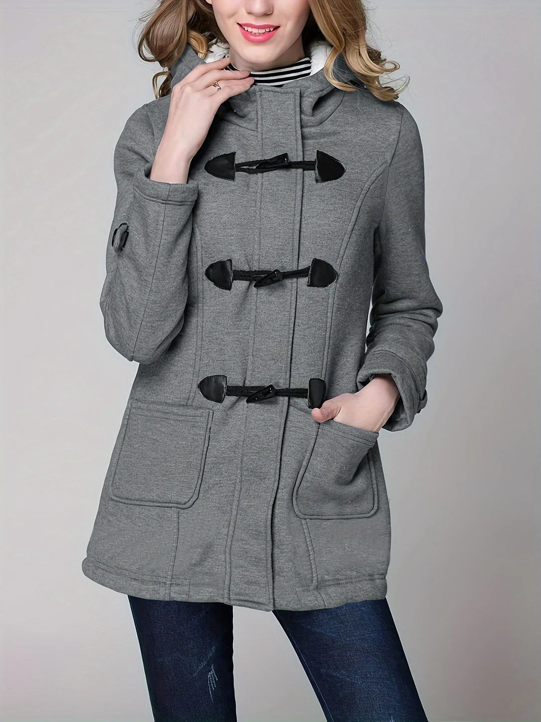 Manteau femme à capuche manches longues